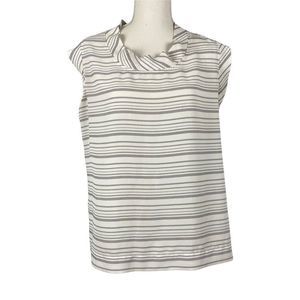 Cabi white blouse with black stripes